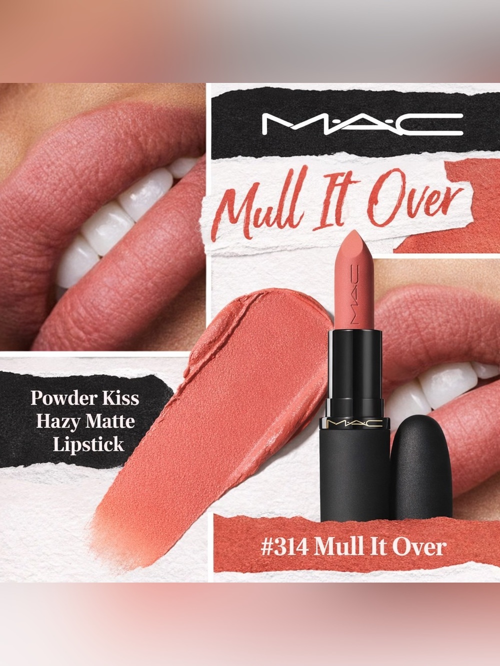 MAC Powder Kiss Lipstick 314 Mull It Over | Dirty Peach Nude - New In Box (NIB)